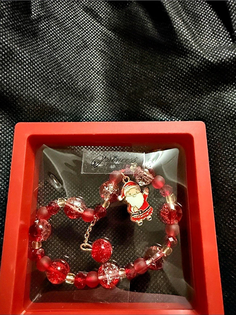 Red Beaded Santa Bracelet NWT